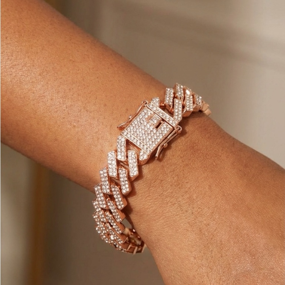 Gold Locked Square Cuban Bracelet